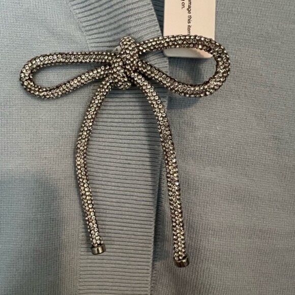 NWT Express v-neck embellished bow cardigan, chill blue, size xl - Picture 4 of 8
